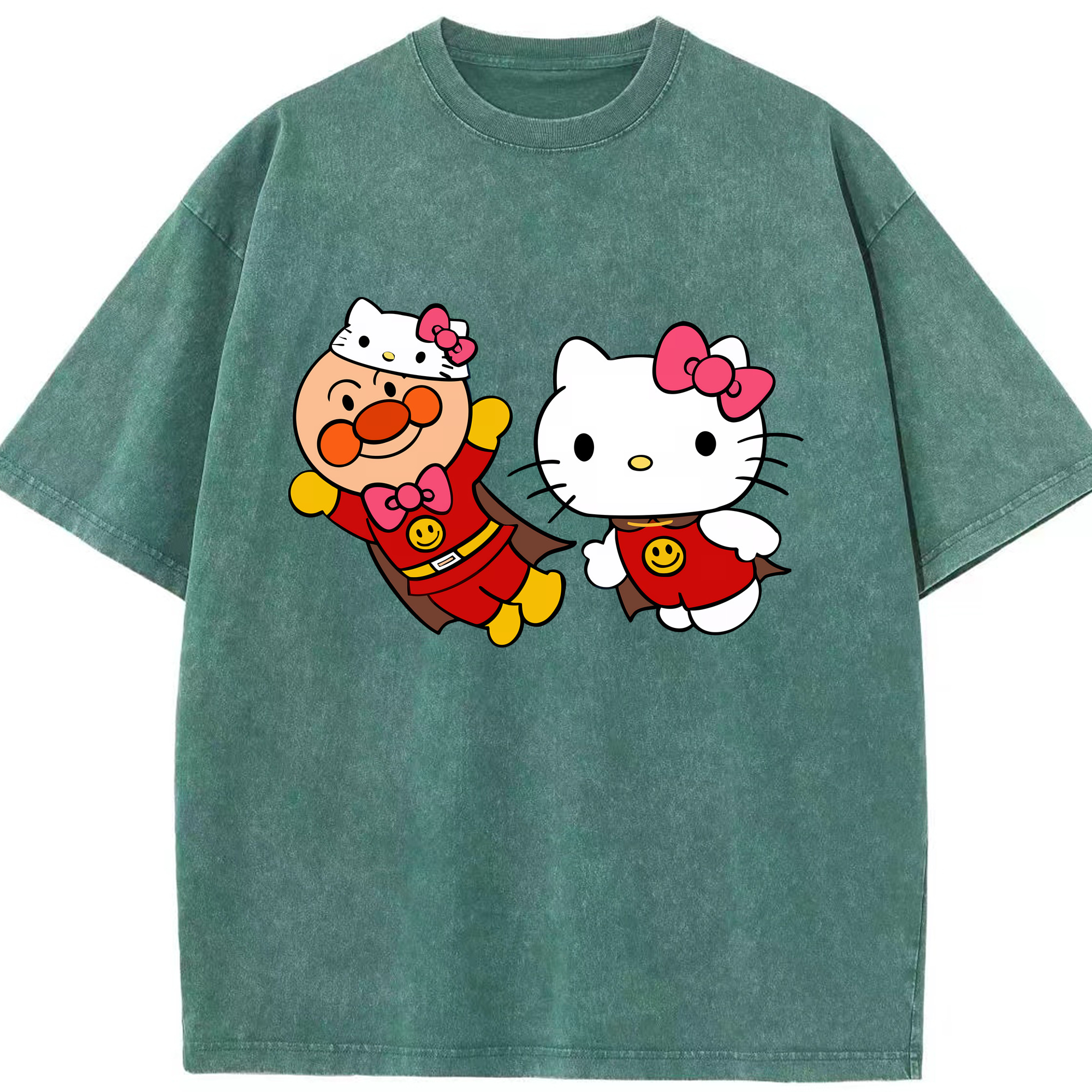 （画像用） アンパンマン Anpanman 綿100% ヴィンテージ風 半袖Tシャツ（フロントプリント）